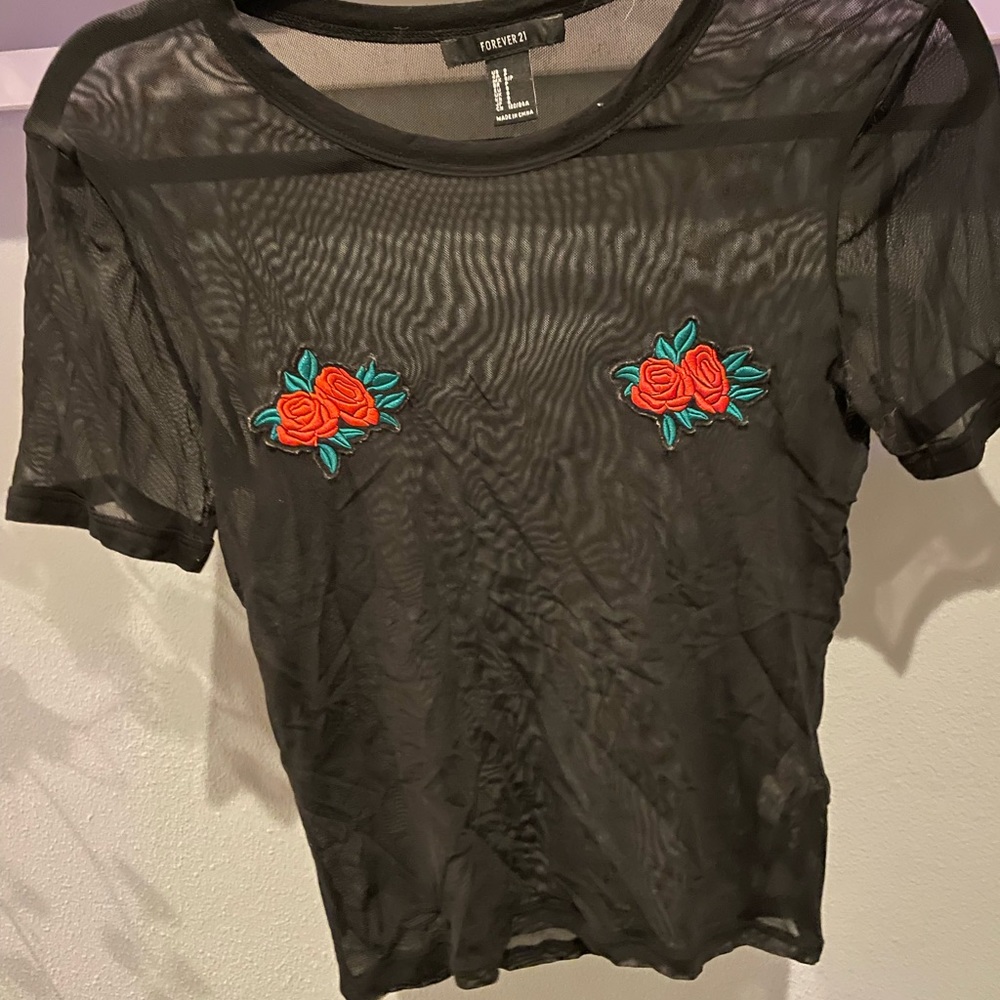 Sheer mesh tee